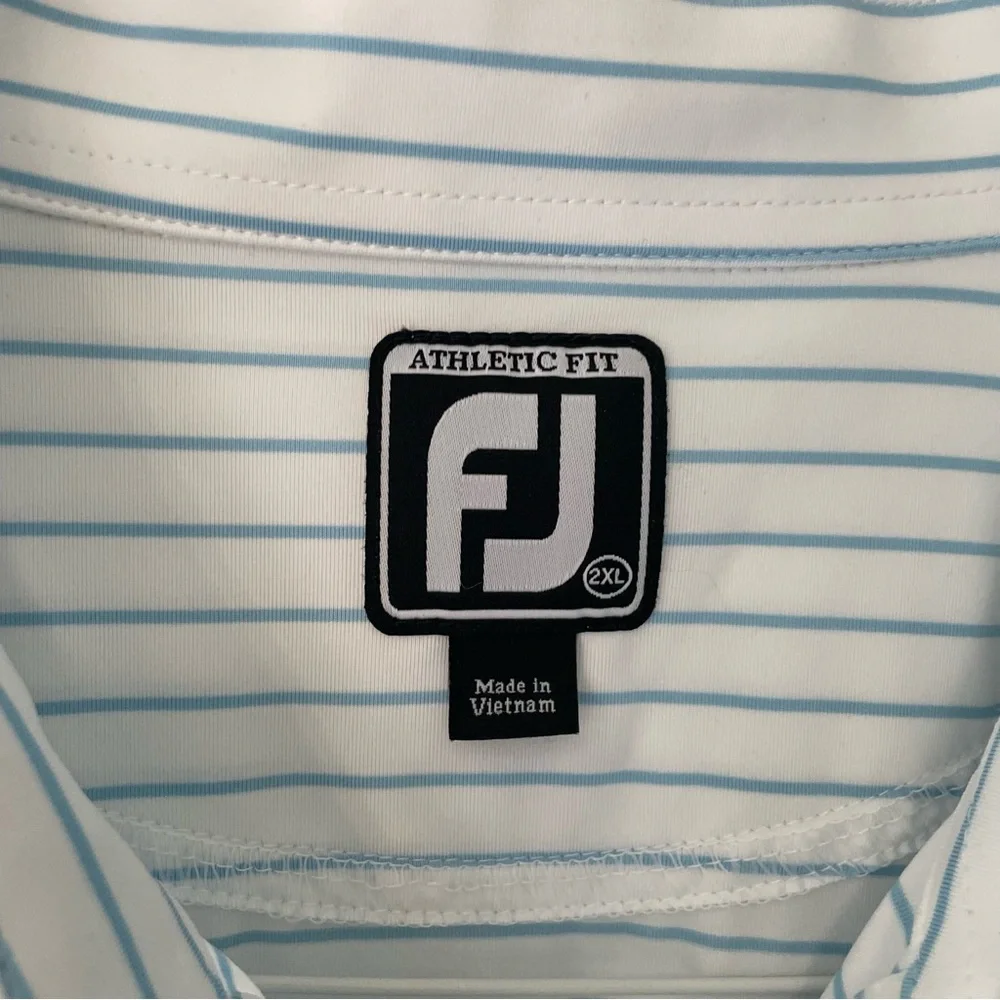FOOTJOY ProDry Performance Classic Stripe Athletic Fit Polo White Blue 26236 - Picture 3 of 7